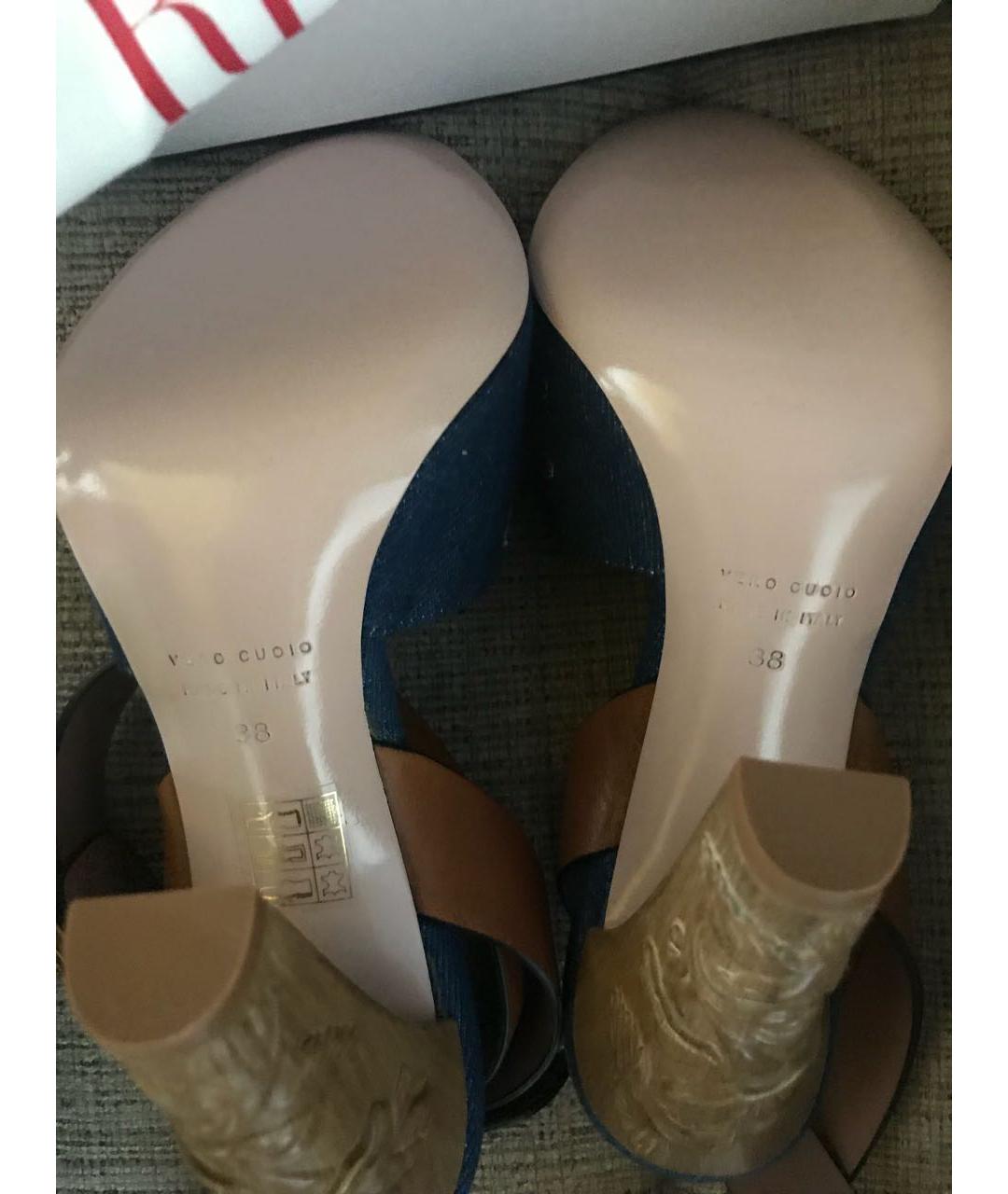 RED VALENTINO Синие кожаные босоножки, фото 7