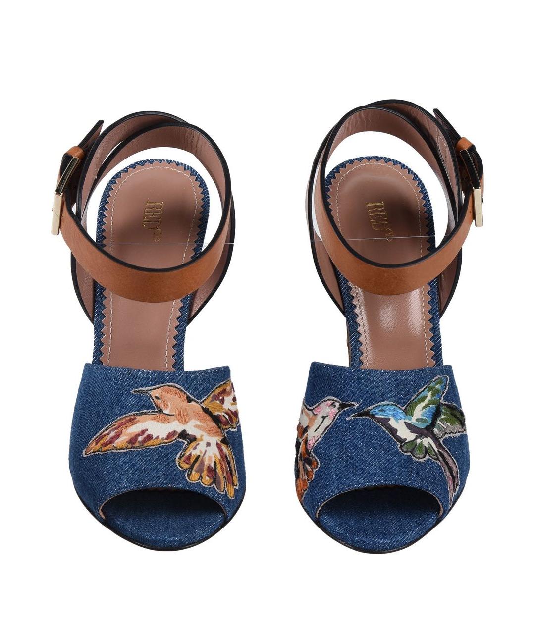 RED VALENTINO Синие кожаные босоножки, фото 2