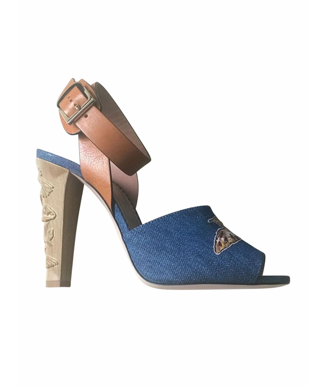 RED VALENTINO Синие кожаные босоножки, фото 1
