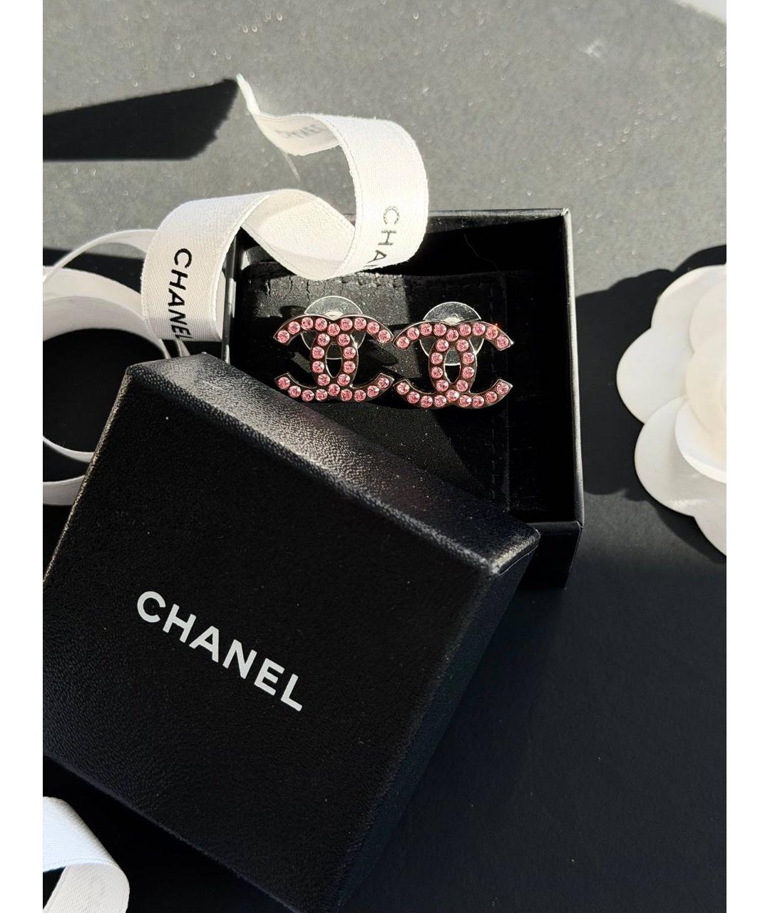 CHANEL Розовые металлические серьги, фото 4
