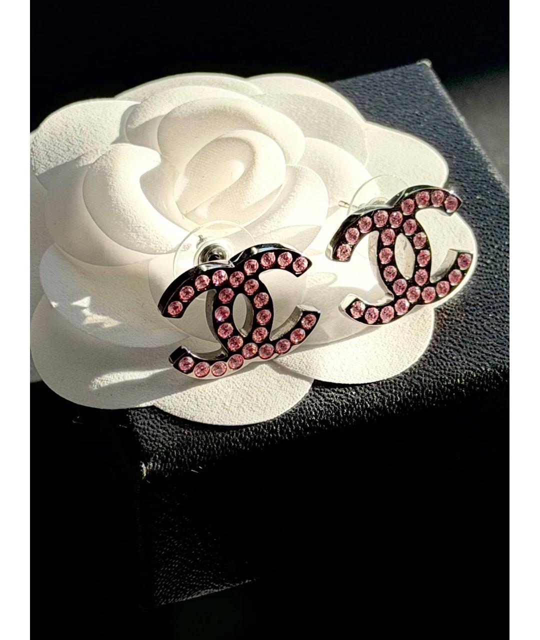 CHANEL Розовые металлические серьги, фото 3