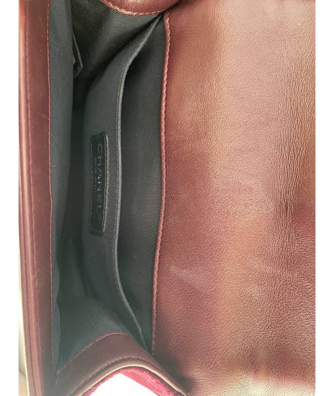 CHANEL PRE-OWNED Бордовая бархатная сумка тоут, фото 4