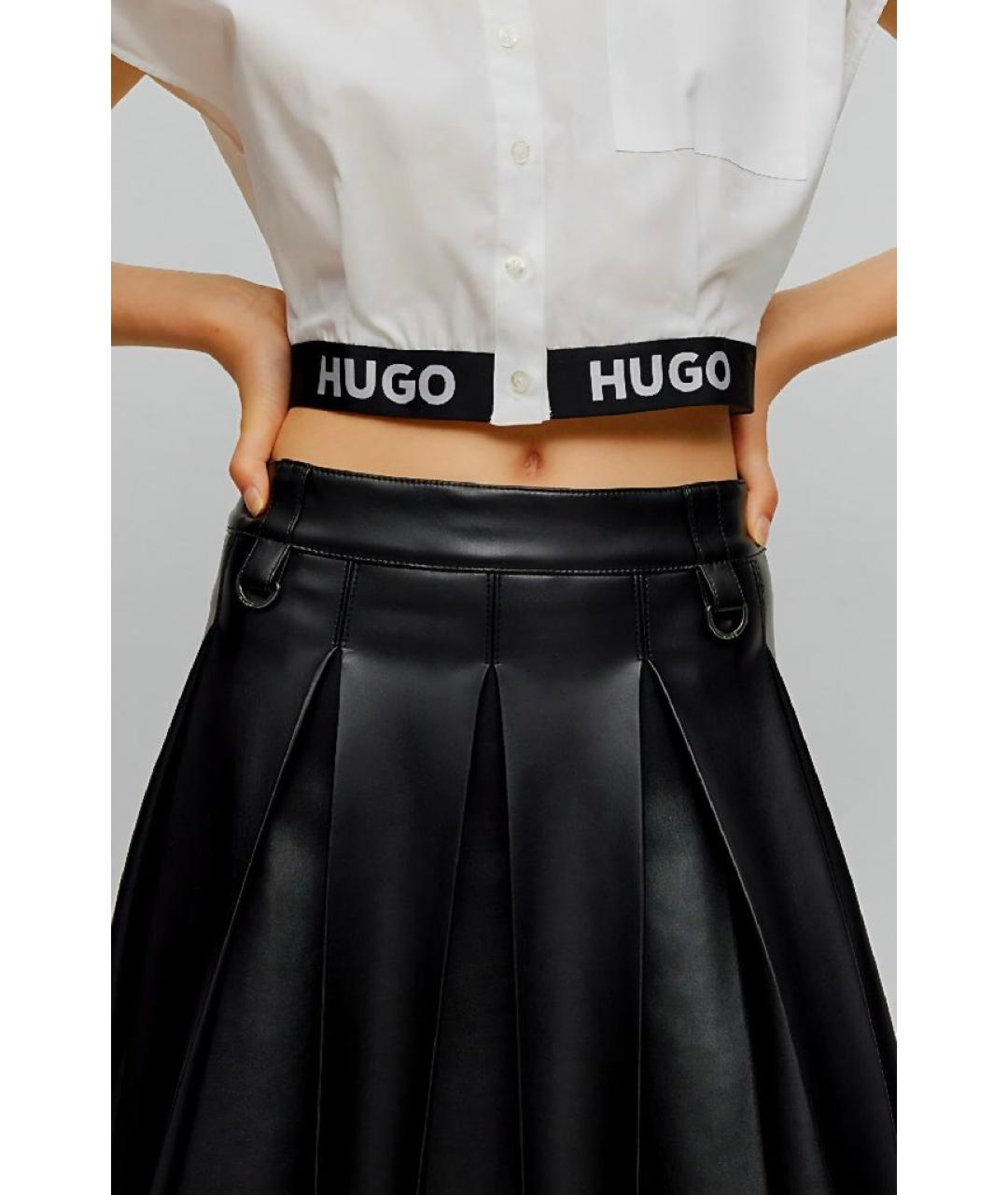 HUGO Черная полиэстеровая юбка мини, фото 4