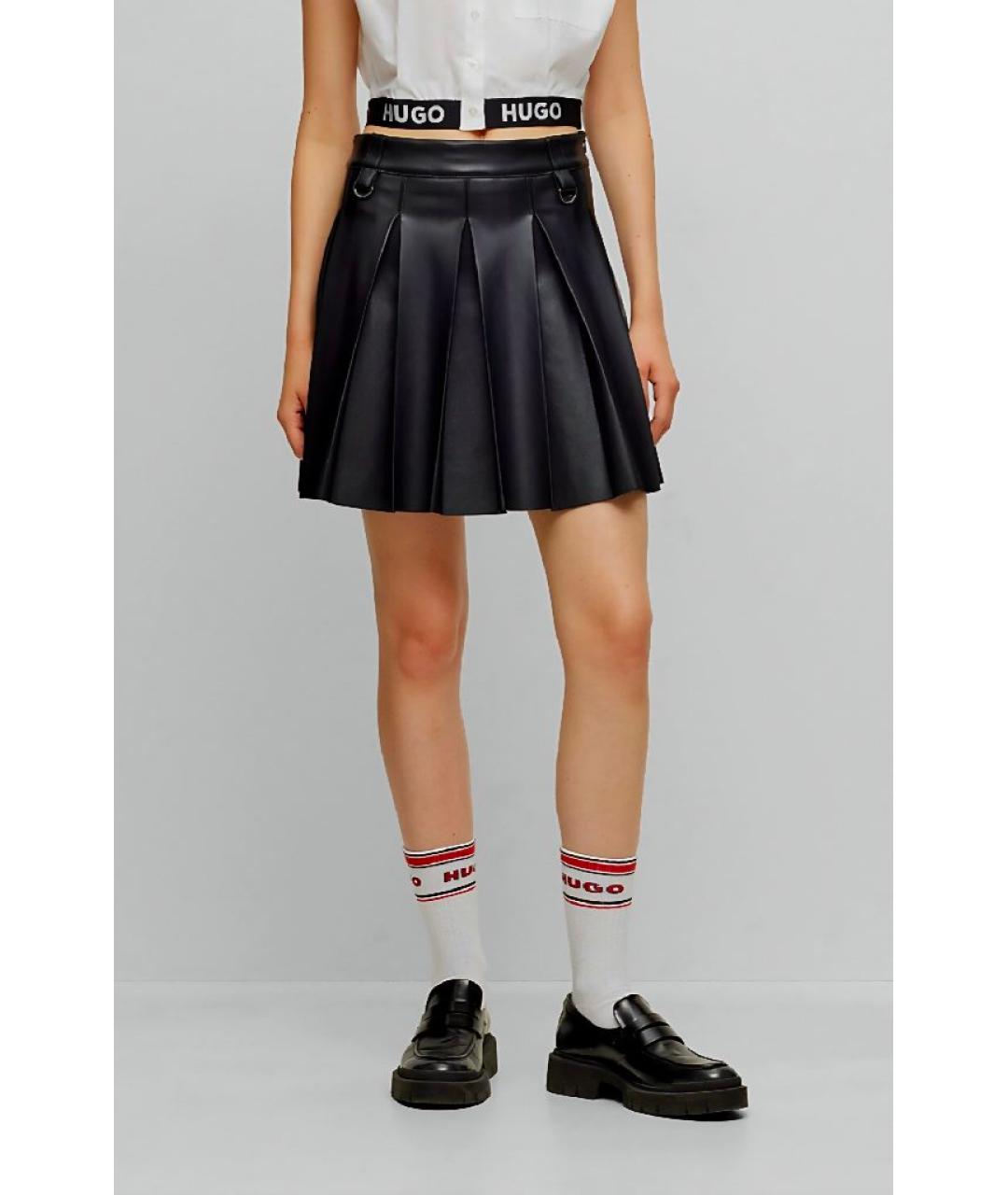 HUGO Черная полиэстеровая юбка мини, фото 6