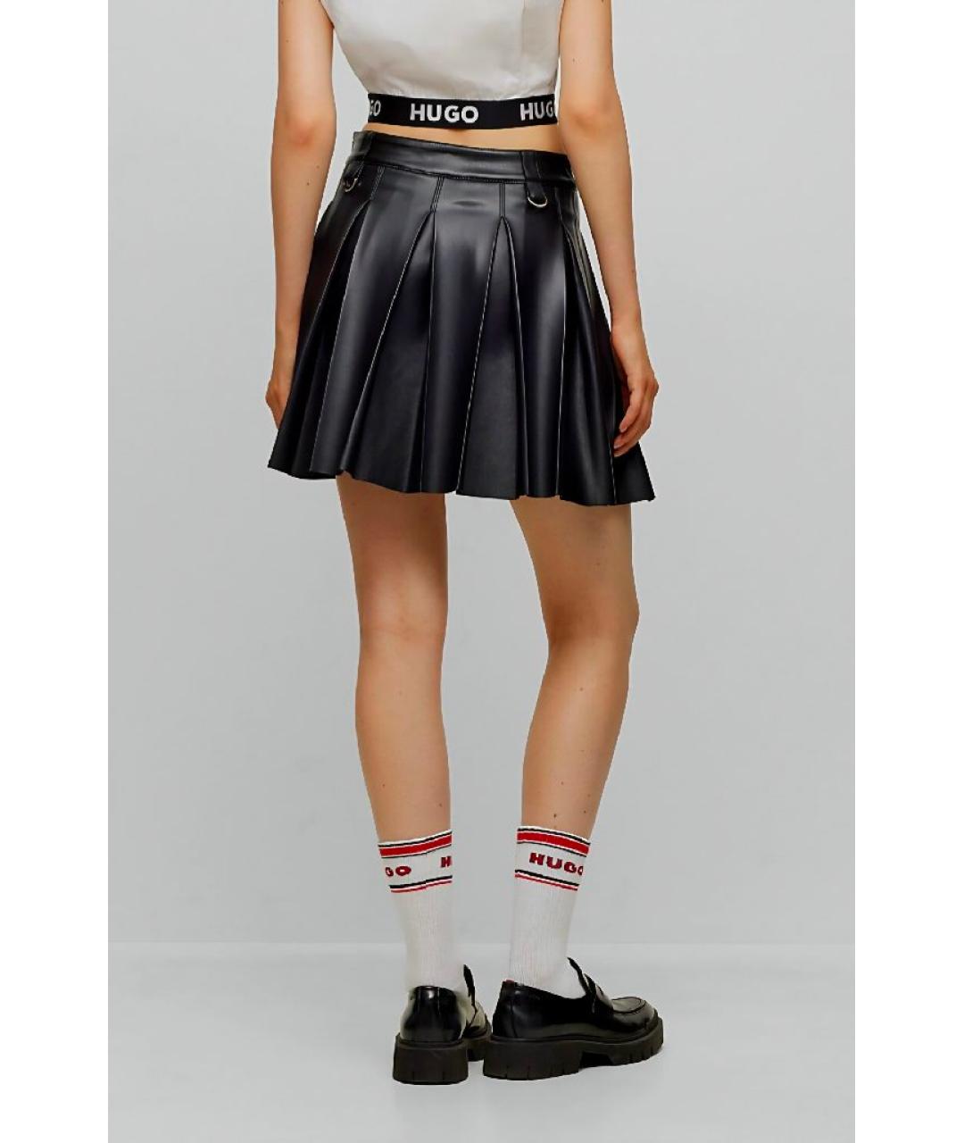 HUGO Черная полиэстеровая юбка мини, фото 5
