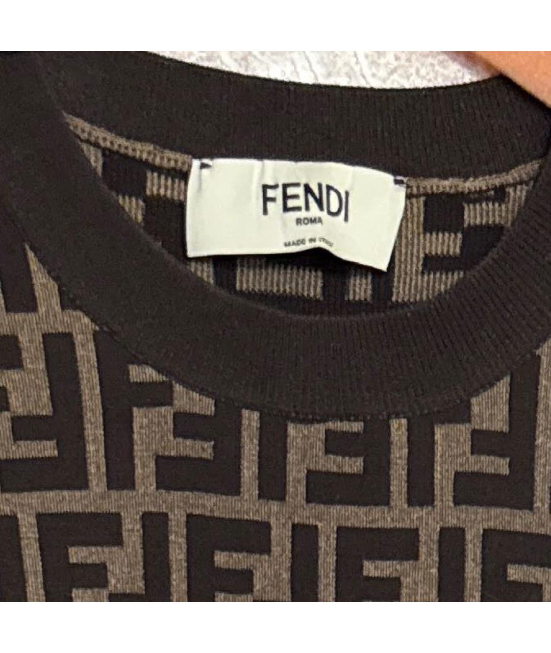 FENDI Коричневое хлопковое повседневное платье, фото 4