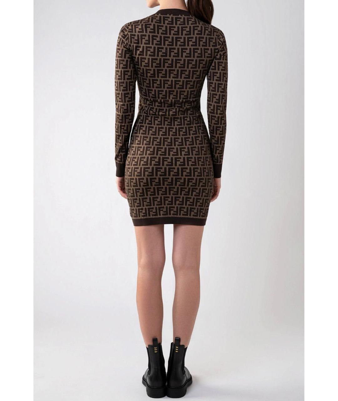 FENDI Коричневое хлопковое повседневное платье, фото 2
