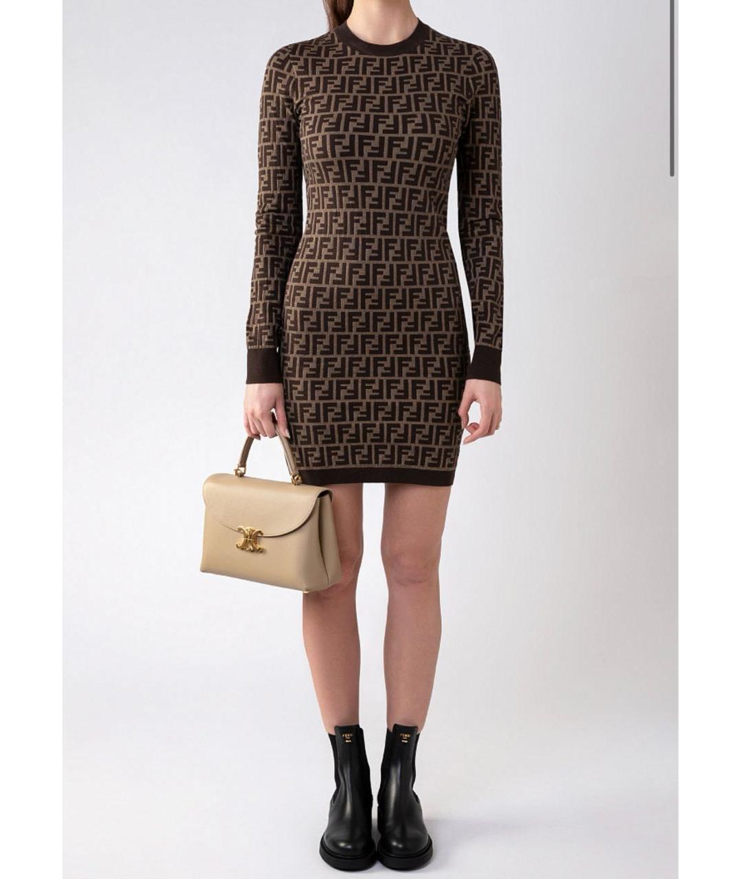 FENDI Коричневое хлопковое повседневное платье, фото 5