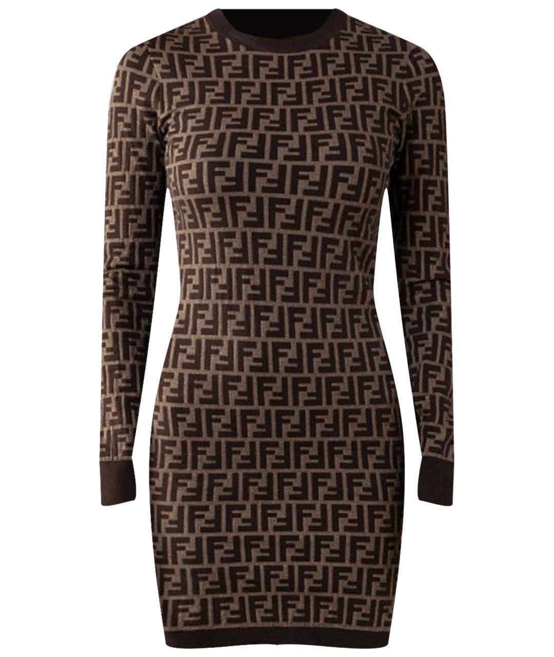 FENDI Коричневое хлопковое повседневное платье, фото 1