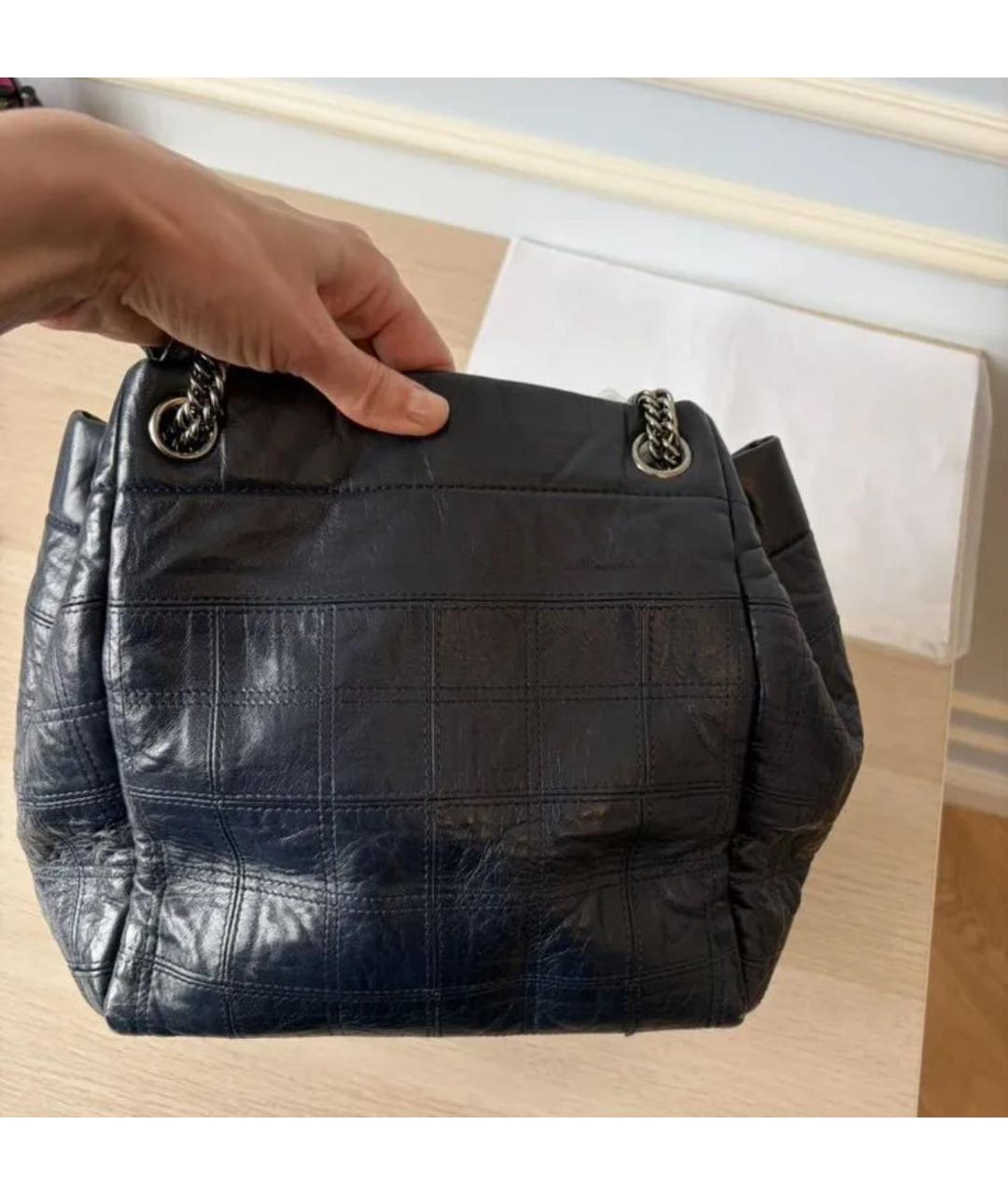 CHANEL Темно-синяя кожаная сумка тоут, фото 2