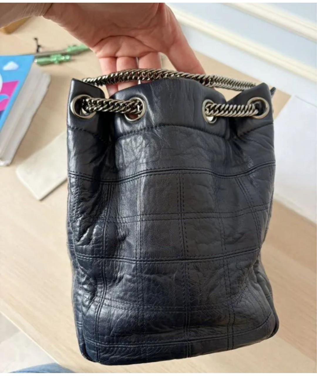 CHANEL Темно-синяя кожаная сумка тоут, фото 3