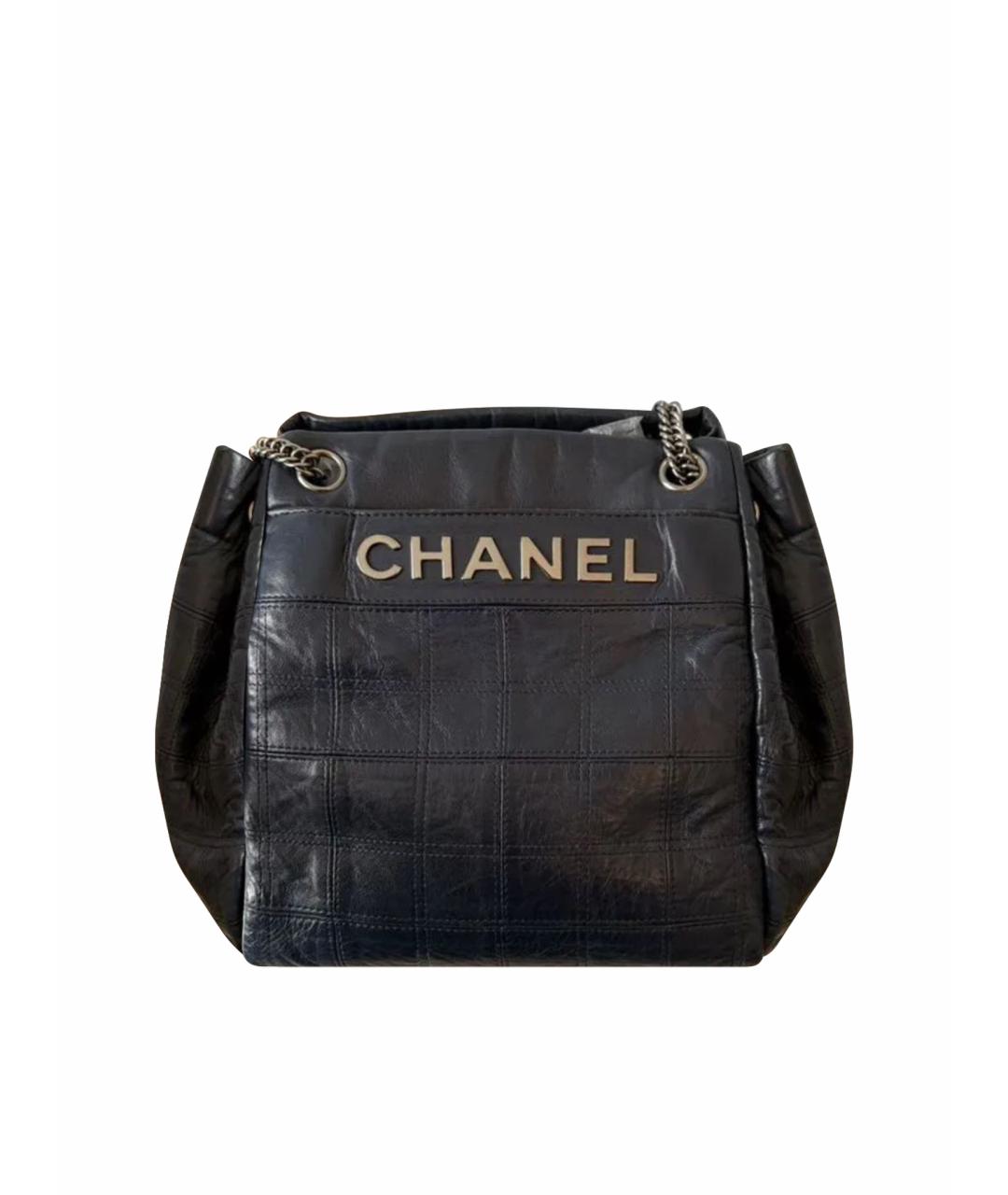 CHANEL Темно-синяя кожаная сумка тоут, фото 1