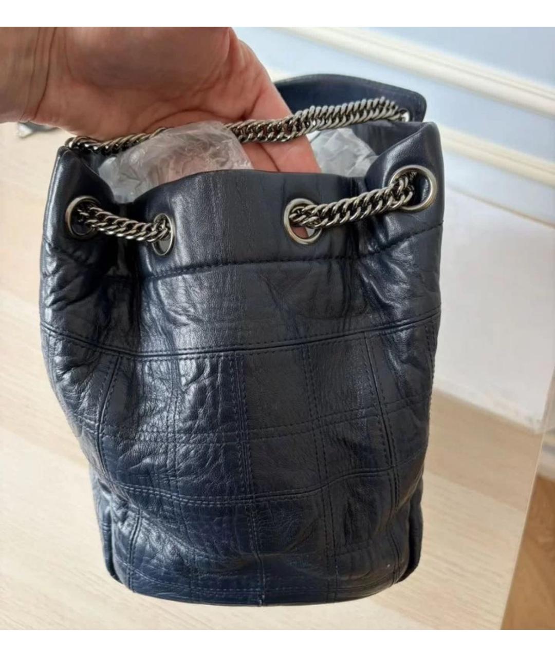 CHANEL Темно-синяя кожаная сумка тоут, фото 6