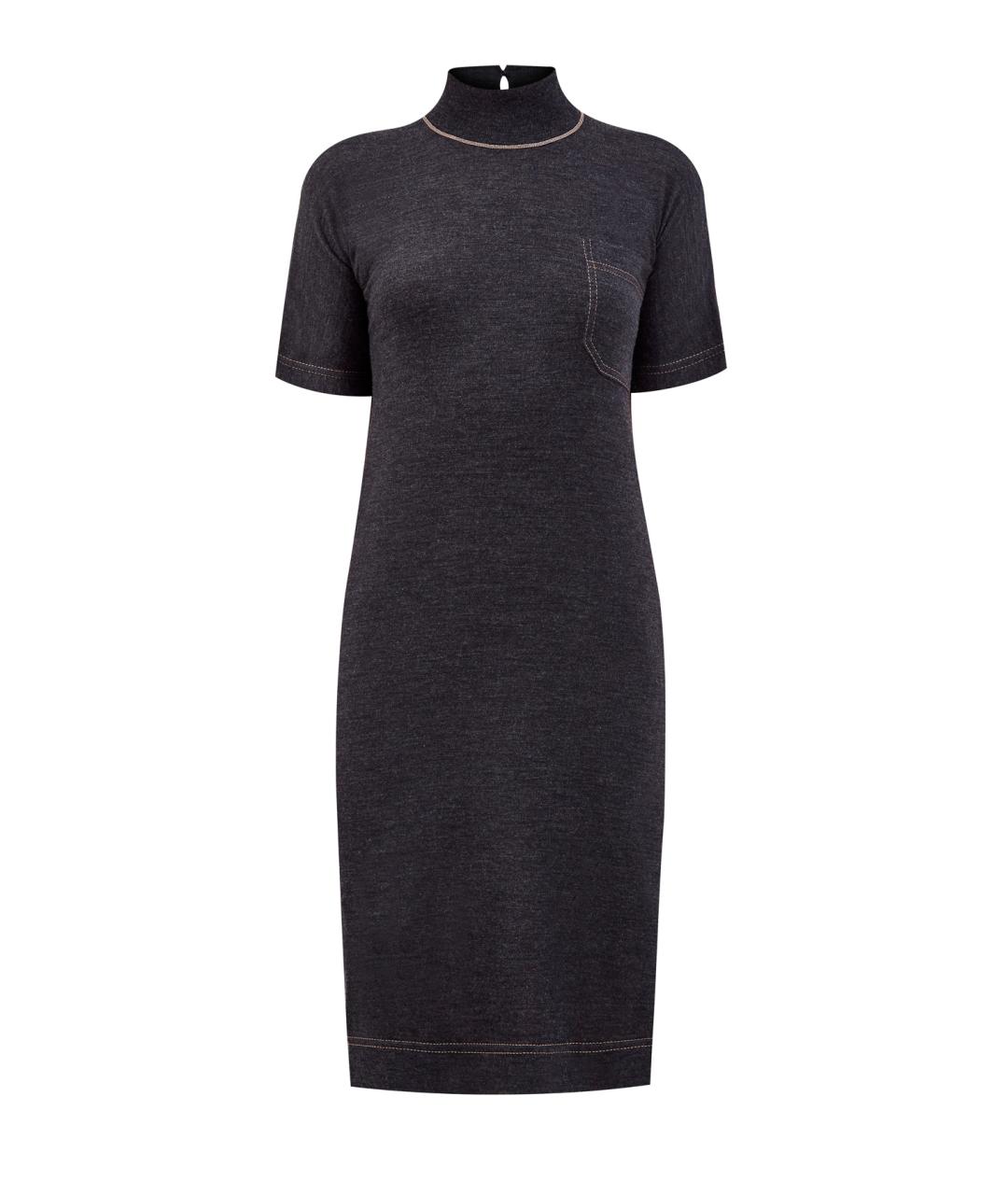 BRUNELLO CUCINELLI Серое шерстяное повседневное платье, фото 1