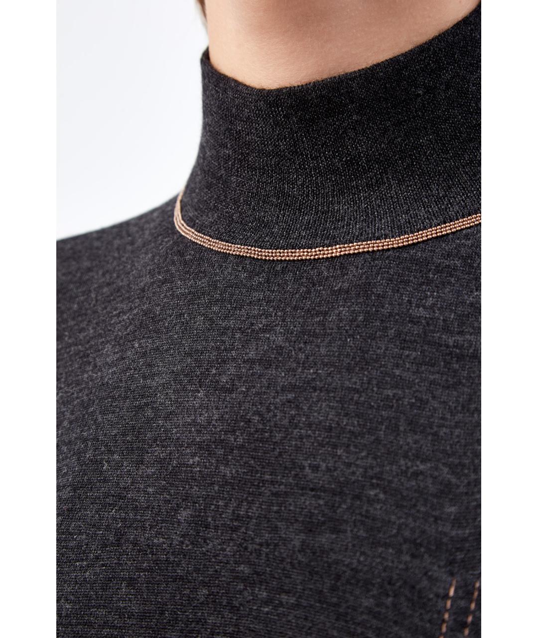 BRUNELLO CUCINELLI Серое шерстяное повседневное платье, фото 5