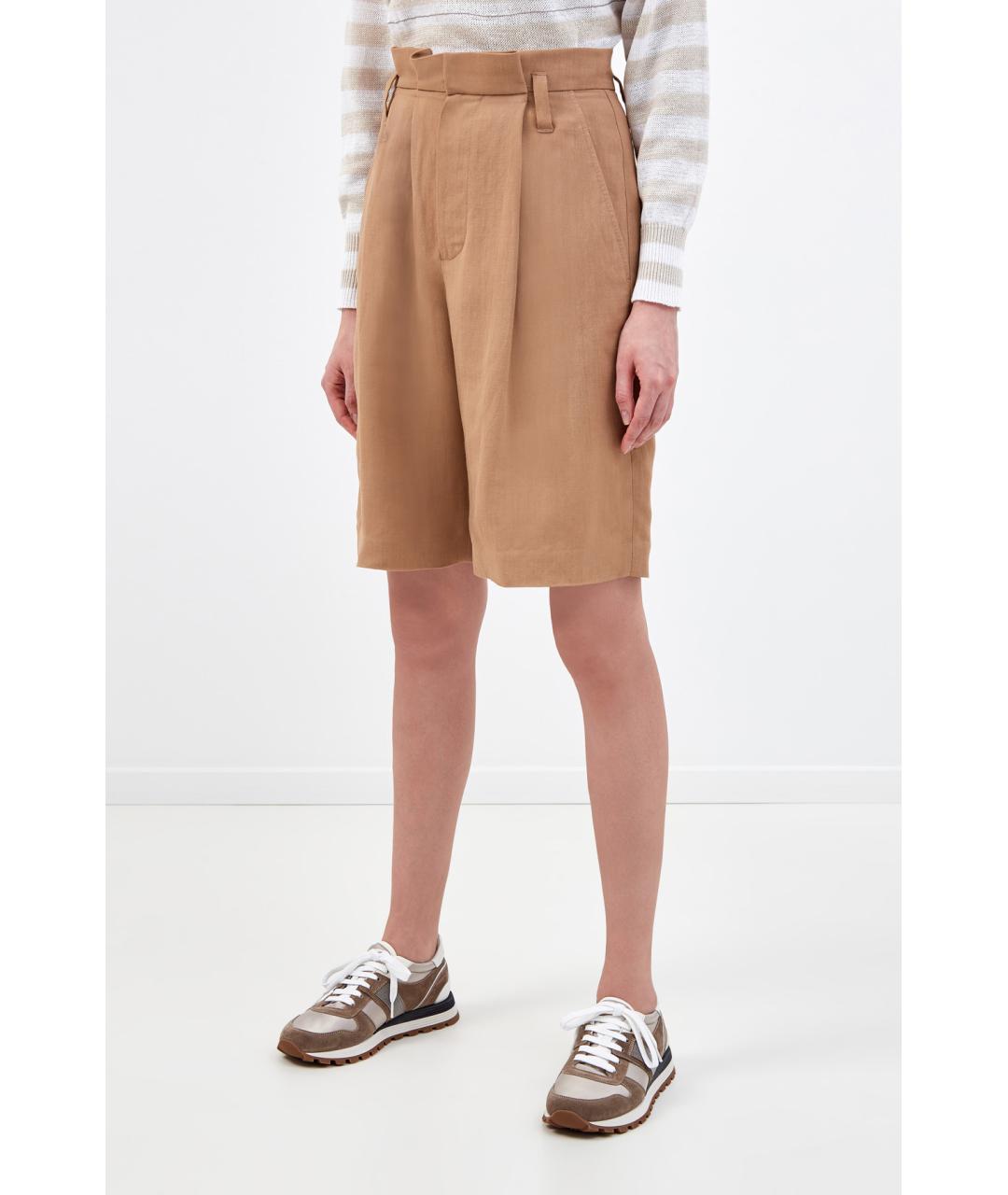 BRUNELLO CUCINELLI Коричневые вискозные шорты, фото 3