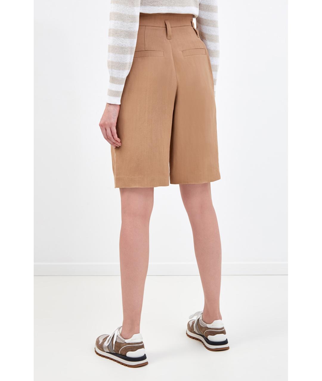 BRUNELLO CUCINELLI Коричневые вискозные шорты, фото 4