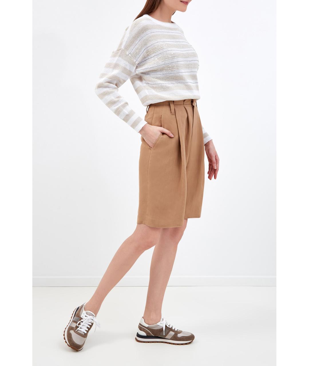 BRUNELLO CUCINELLI Коричневые вискозные шорты, фото 2