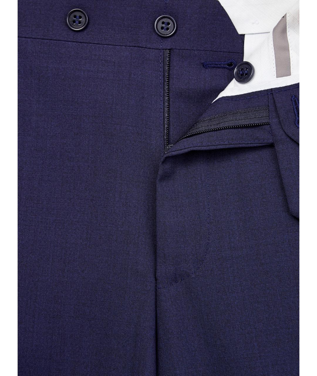 CANALI Темно-синие шерстяные повседневные брюки, фото 7