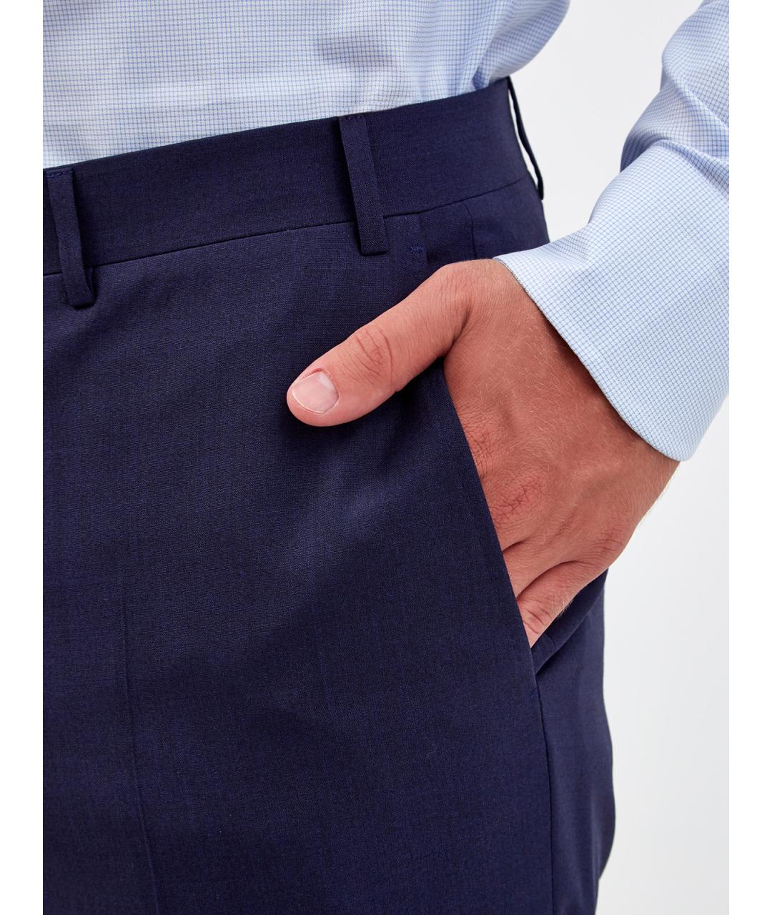 CANALI Темно-синие шерстяные повседневные брюки, фото 5