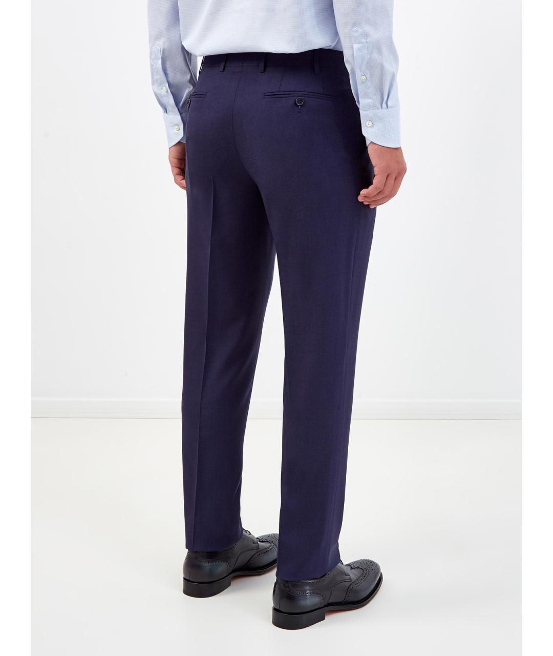 CANALI Темно-синие шерстяные повседневные брюки, фото 4
