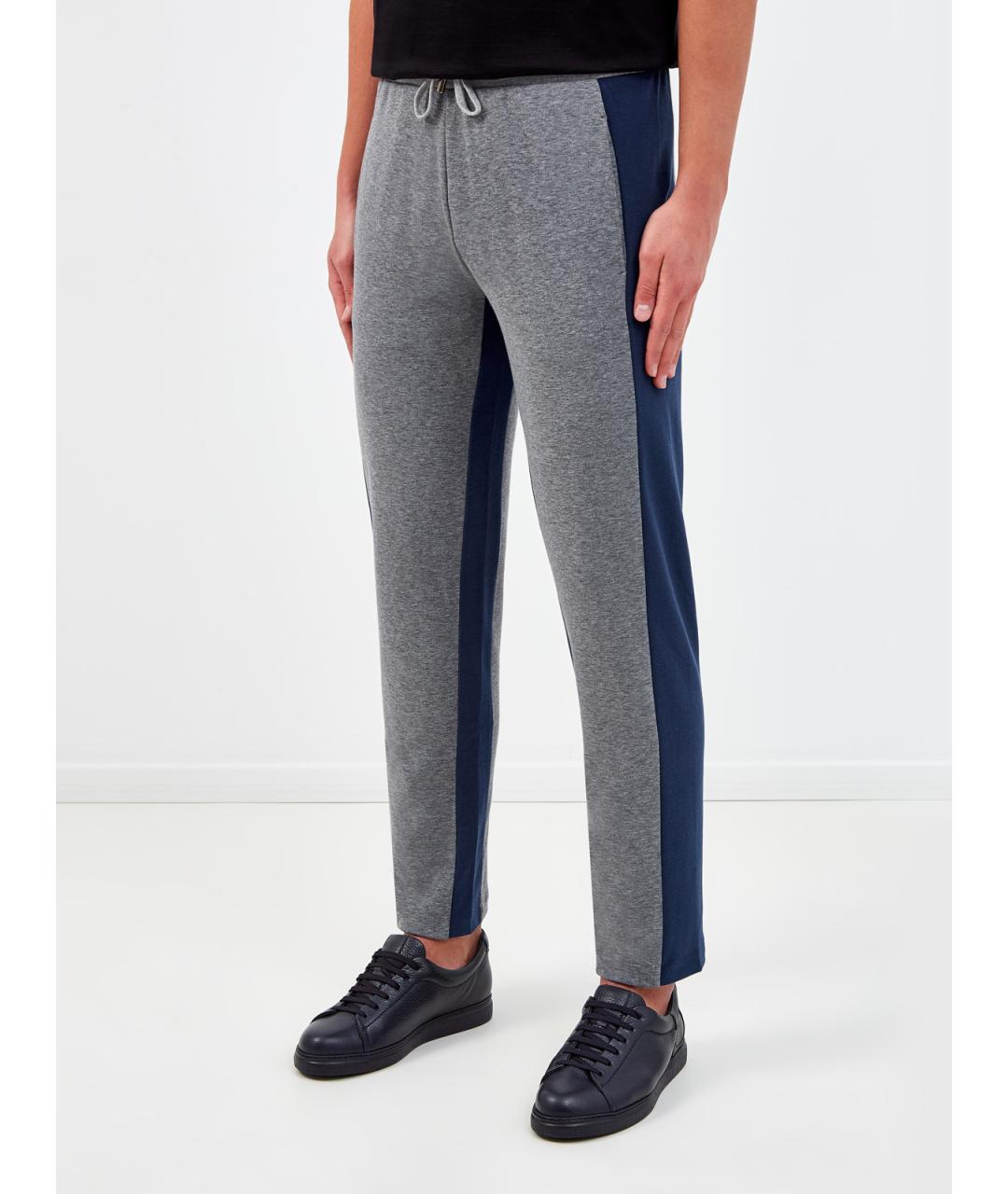 CANALI Серые хлопковые повседневные брюки, фото 3