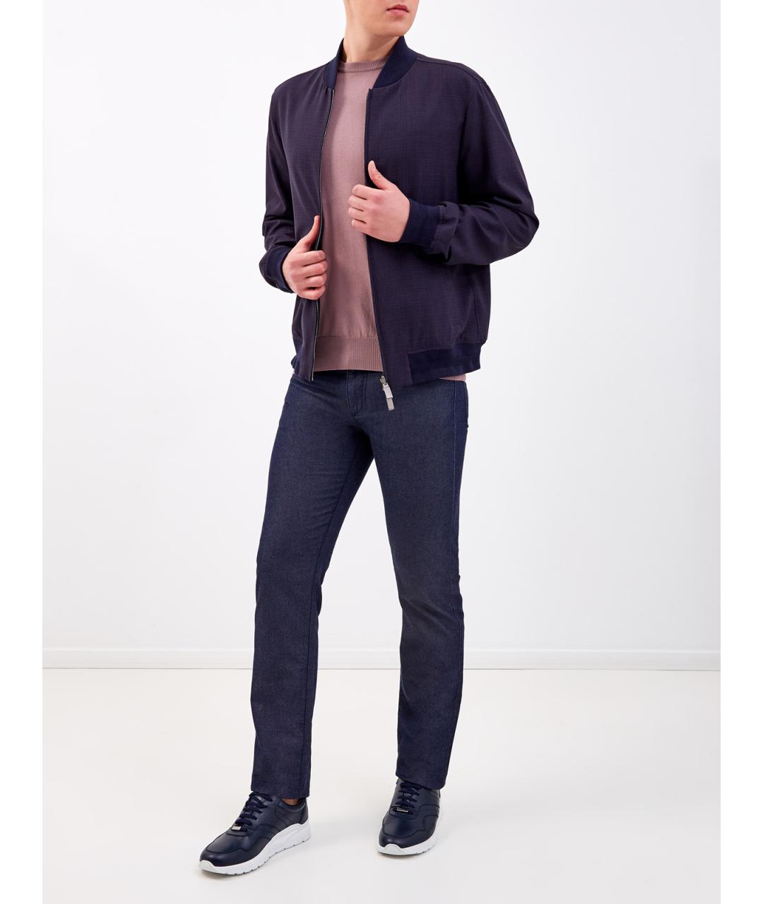 CANALI Синие хлопковые прямые джинсы, фото 2