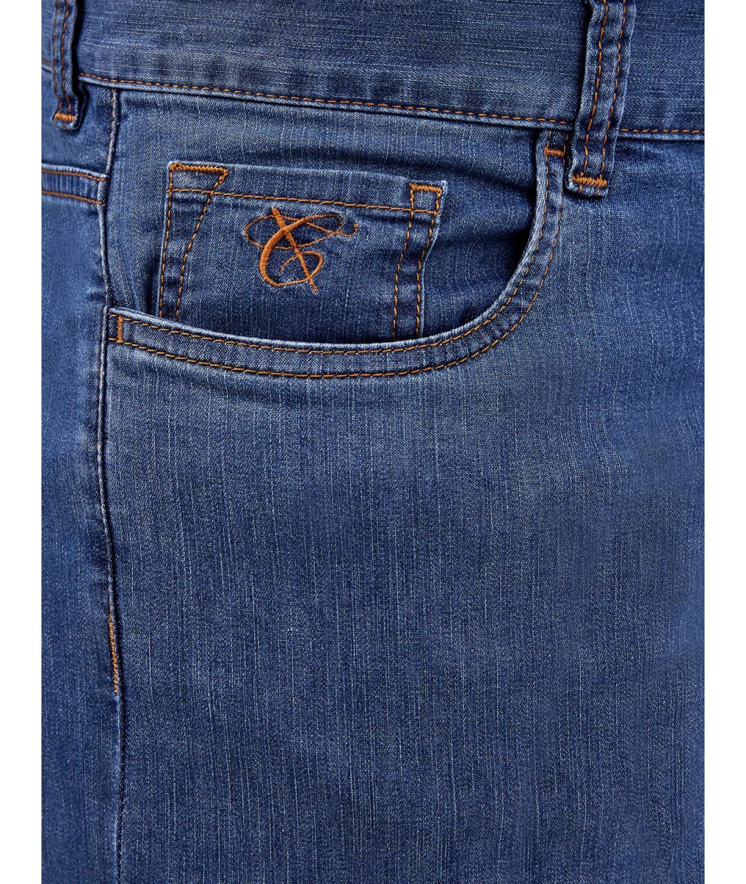 CANALI Синие хлопковые прямые джинсы, фото 5