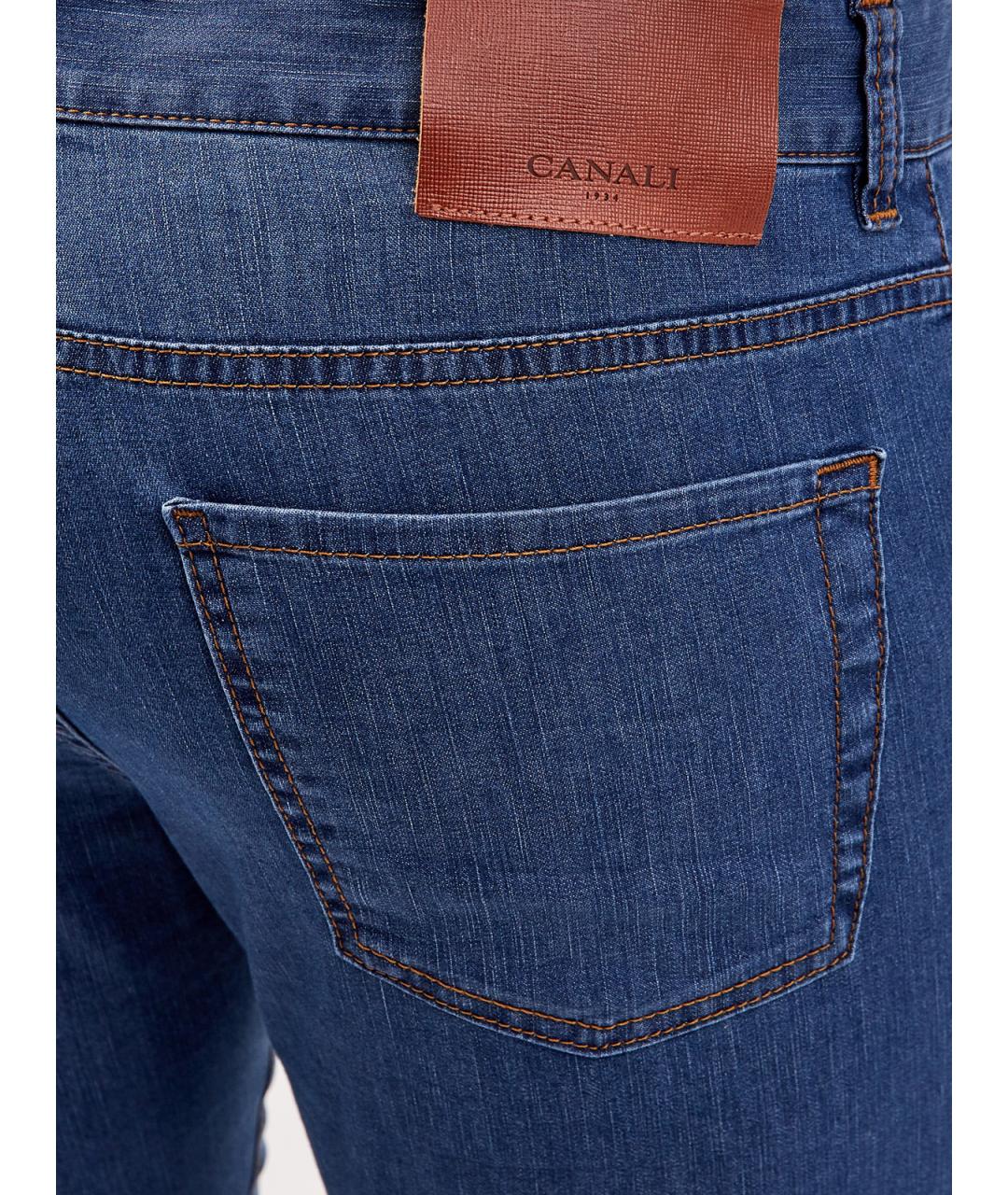 CANALI Синие хлопковые прямые джинсы, фото 6