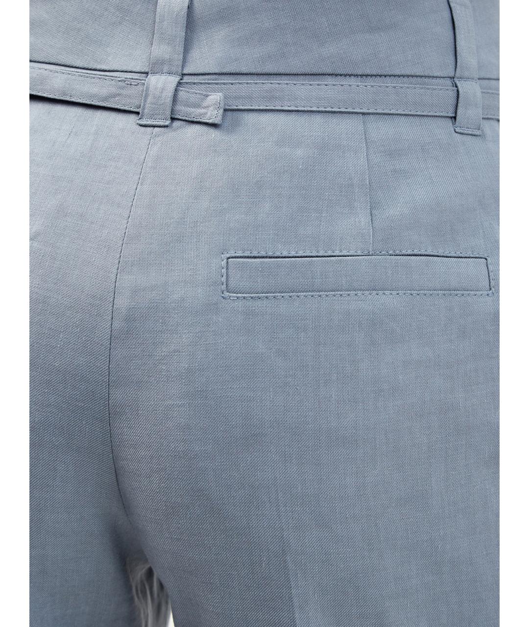 BRUNELLO CUCINELLI Голубые льняные брюки узкие, фото 6