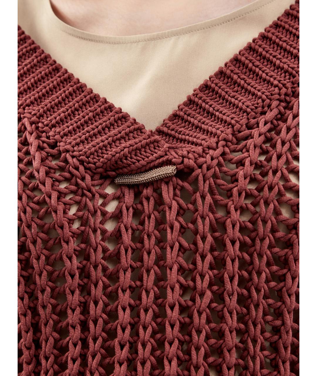 BRUNELLO CUCINELLI Бордовый хлопковый джемпер / свитер, фото 5