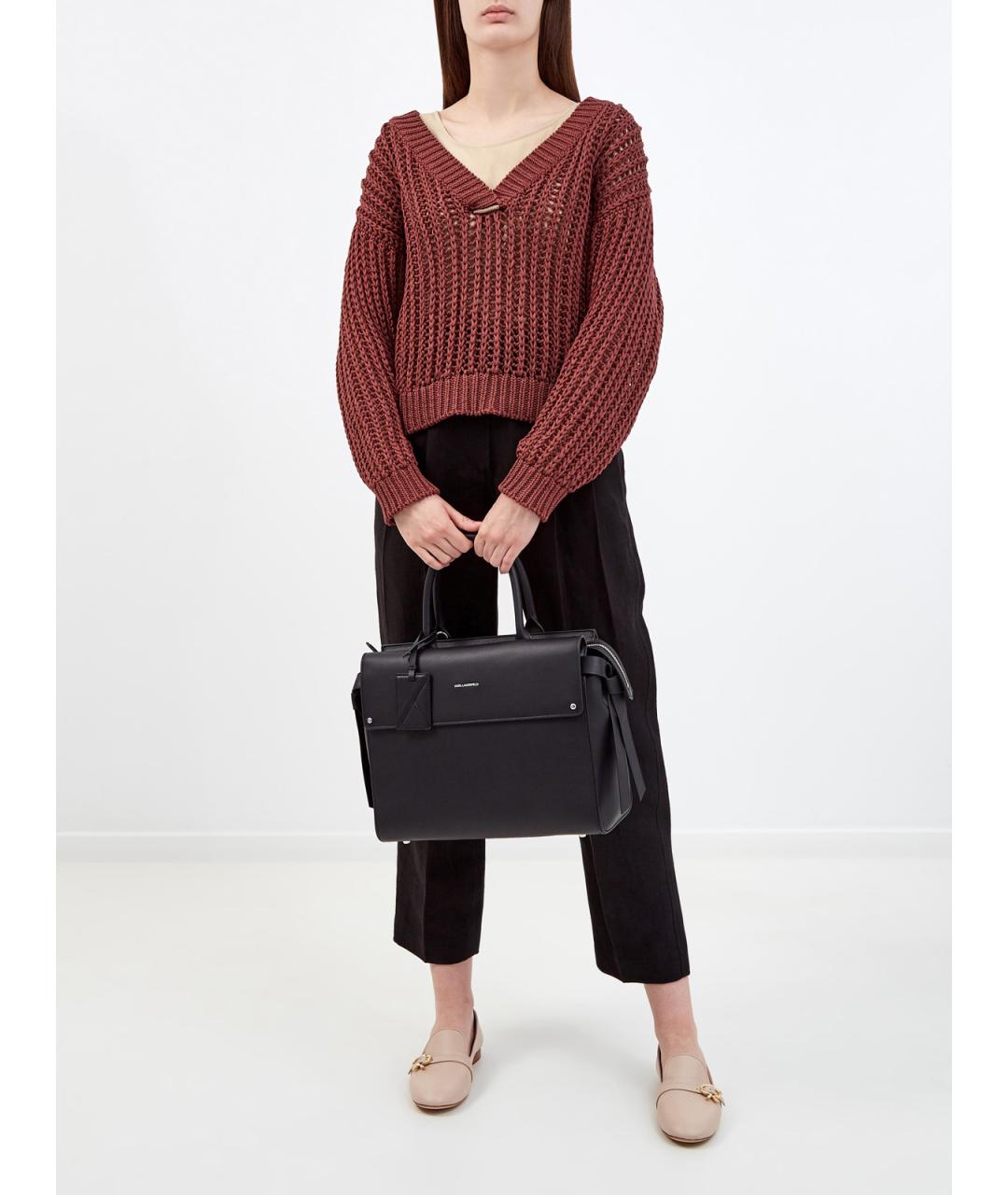 BRUNELLO CUCINELLI Бордовый хлопковый джемпер / свитер, фото 2