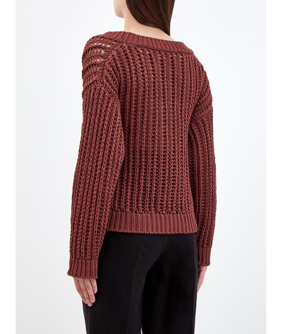 BRUNELLO CUCINELLI Бордовый хлопковый джемпер / свитер, фото 4