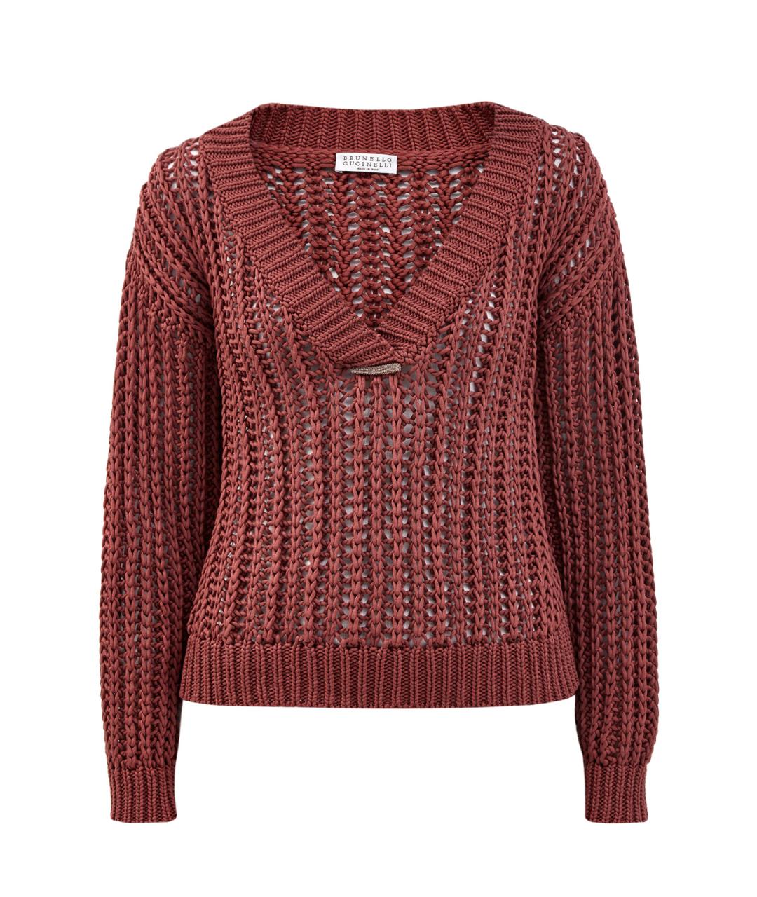 BRUNELLO CUCINELLI Бордовый хлопковый джемпер / свитер, фото 1