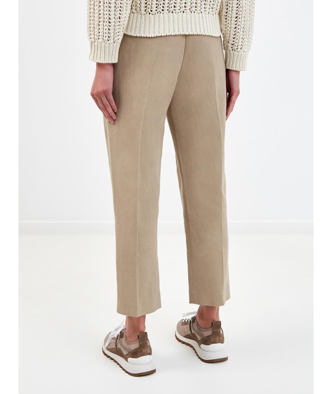 BRUNELLO CUCINELLI Бежевые хлопковые брюки узкие, фото 4
