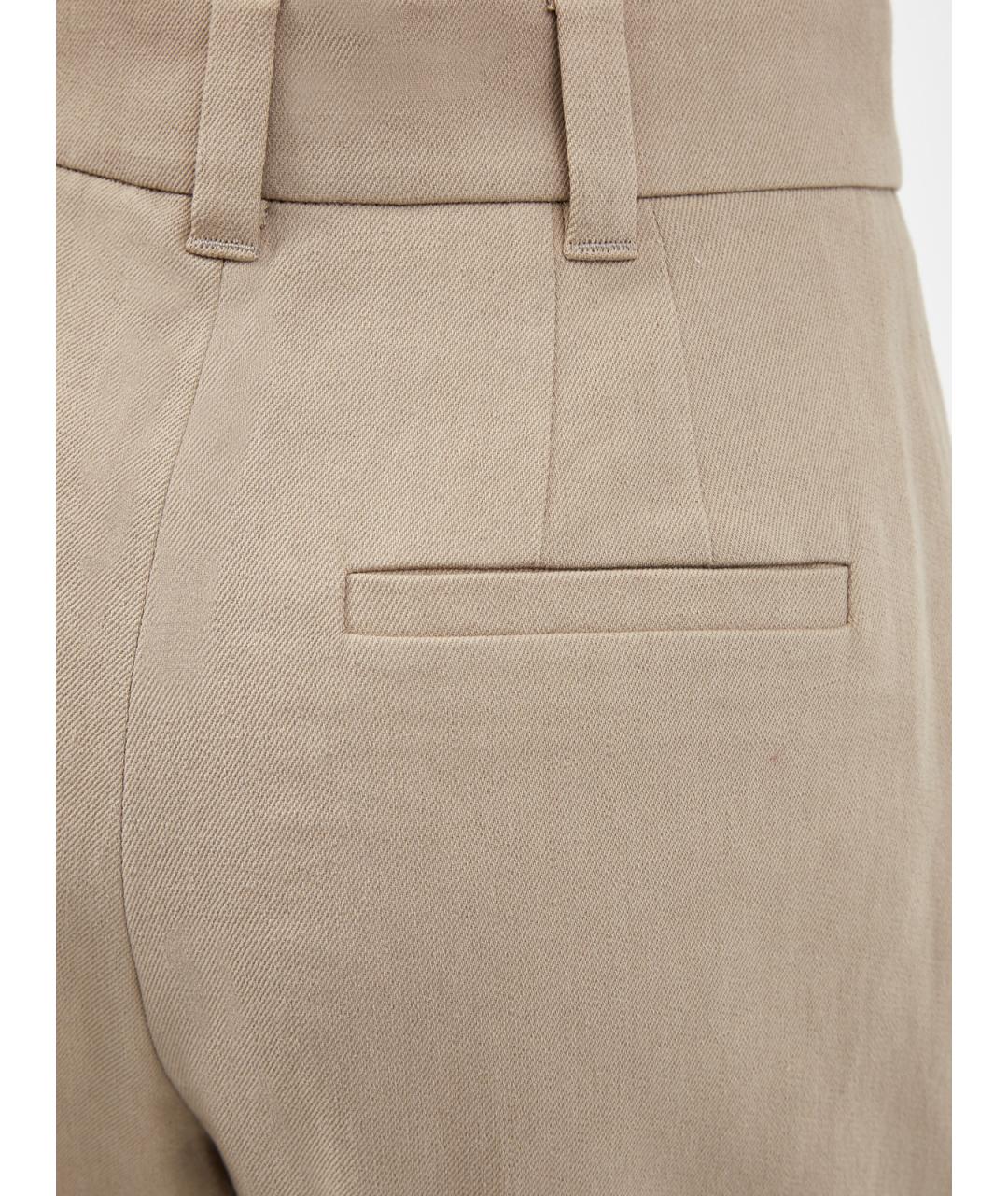 BRUNELLO CUCINELLI Бежевые хлопковые брюки узкие, фото 6
