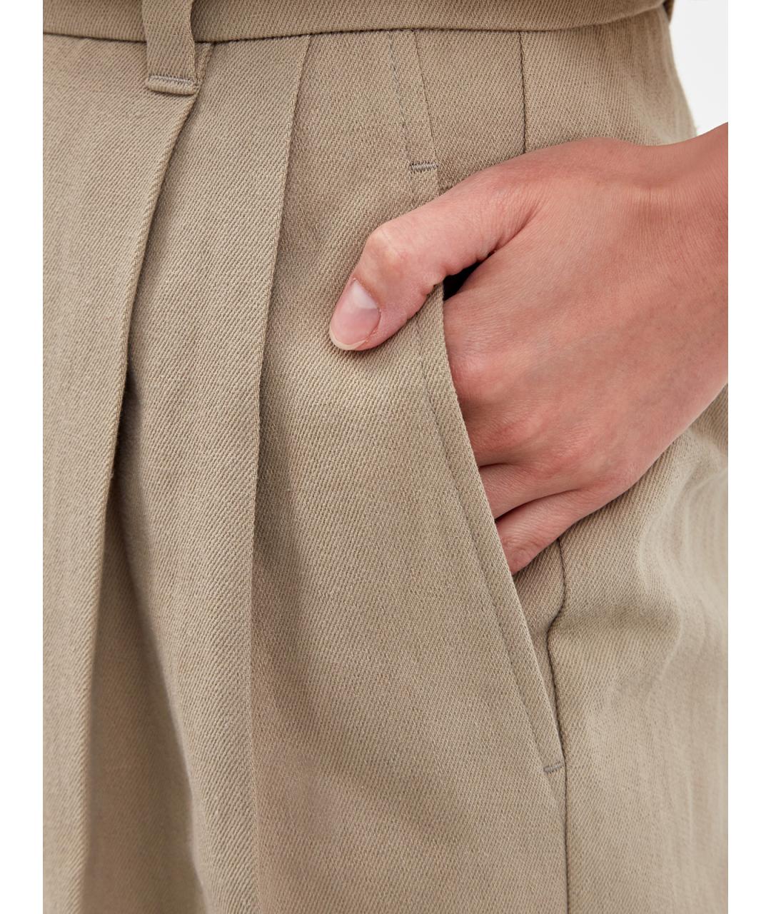 BRUNELLO CUCINELLI Бежевые хлопковые брюки узкие, фото 5
