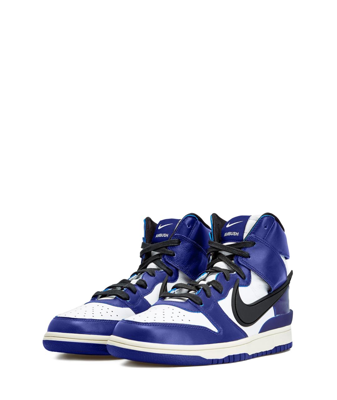 NIKE Синие кожаные высокие кроссовки / кеды, фото 2