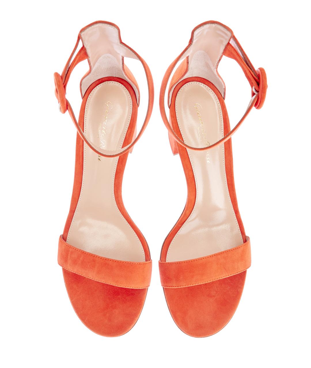 GIANVITO ROSSI Оранжевое замшевые босоножки, фото 5
