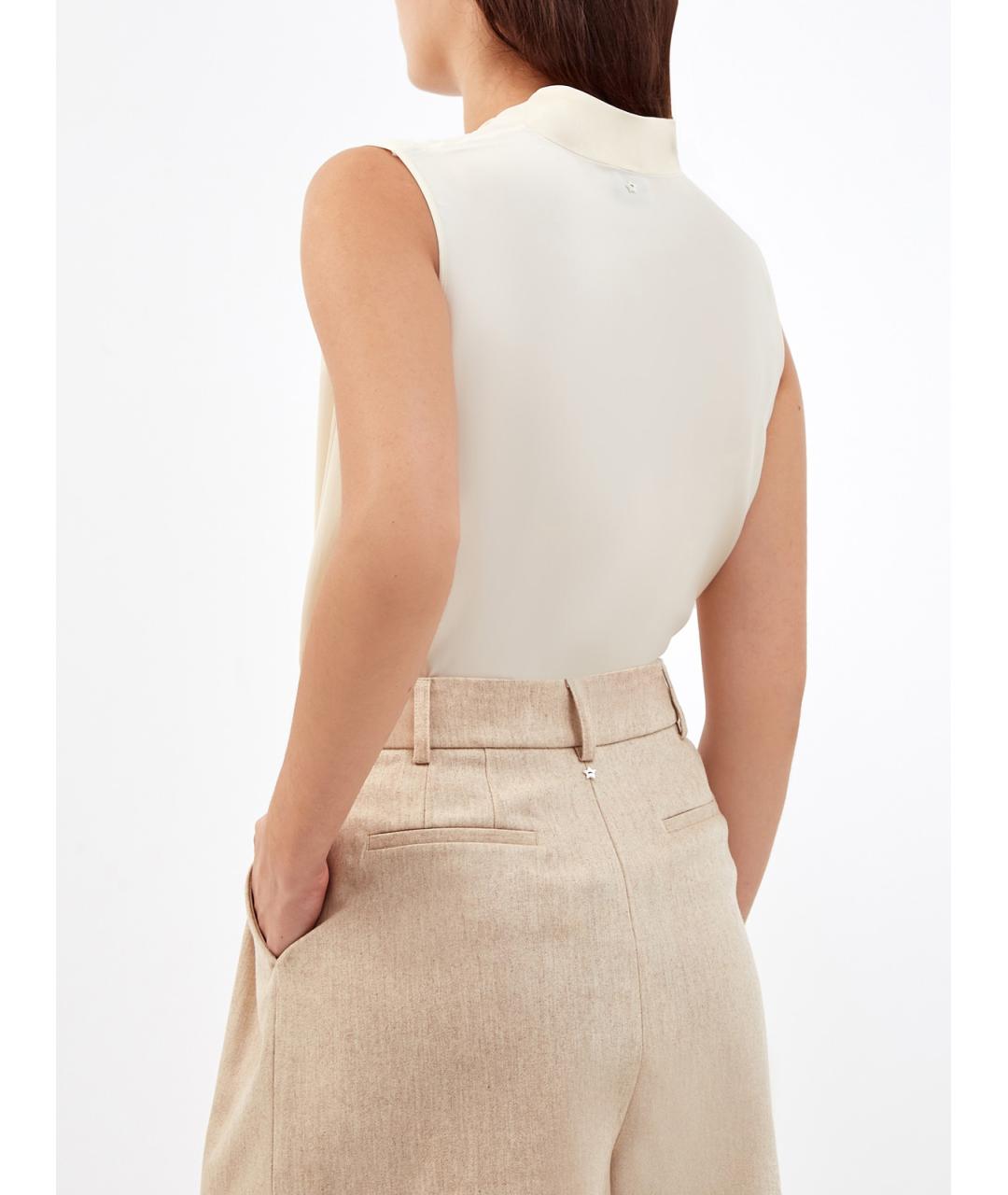 LORENA ANTONIAZZI Бежевая ацетатная блузы, фото 4