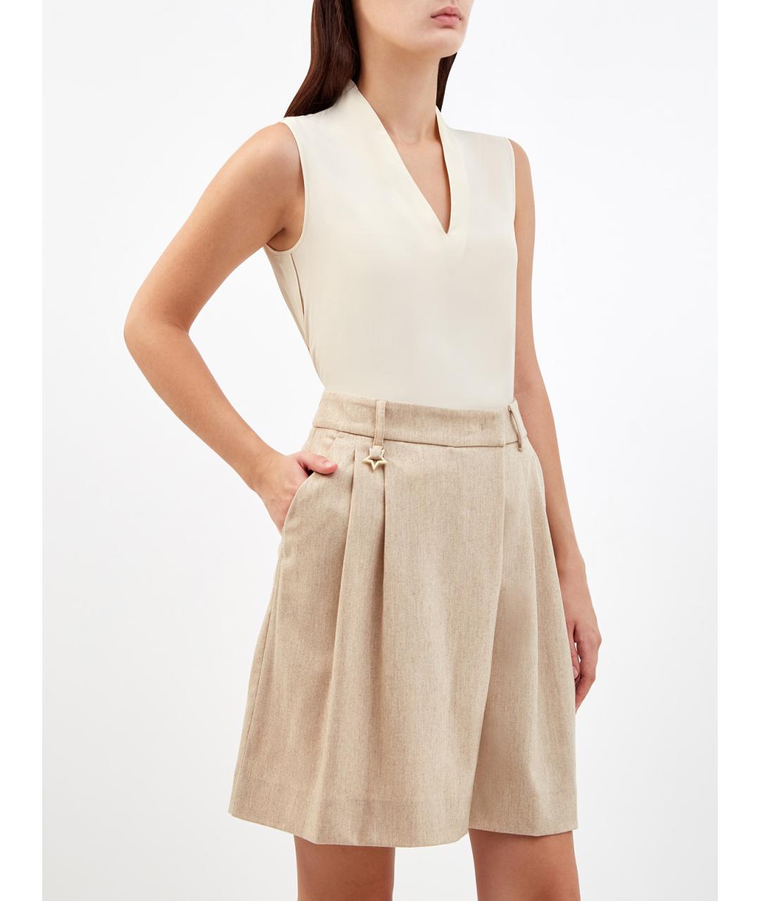 LORENA ANTONIAZZI Бежевая ацетатная блузы, фото 3