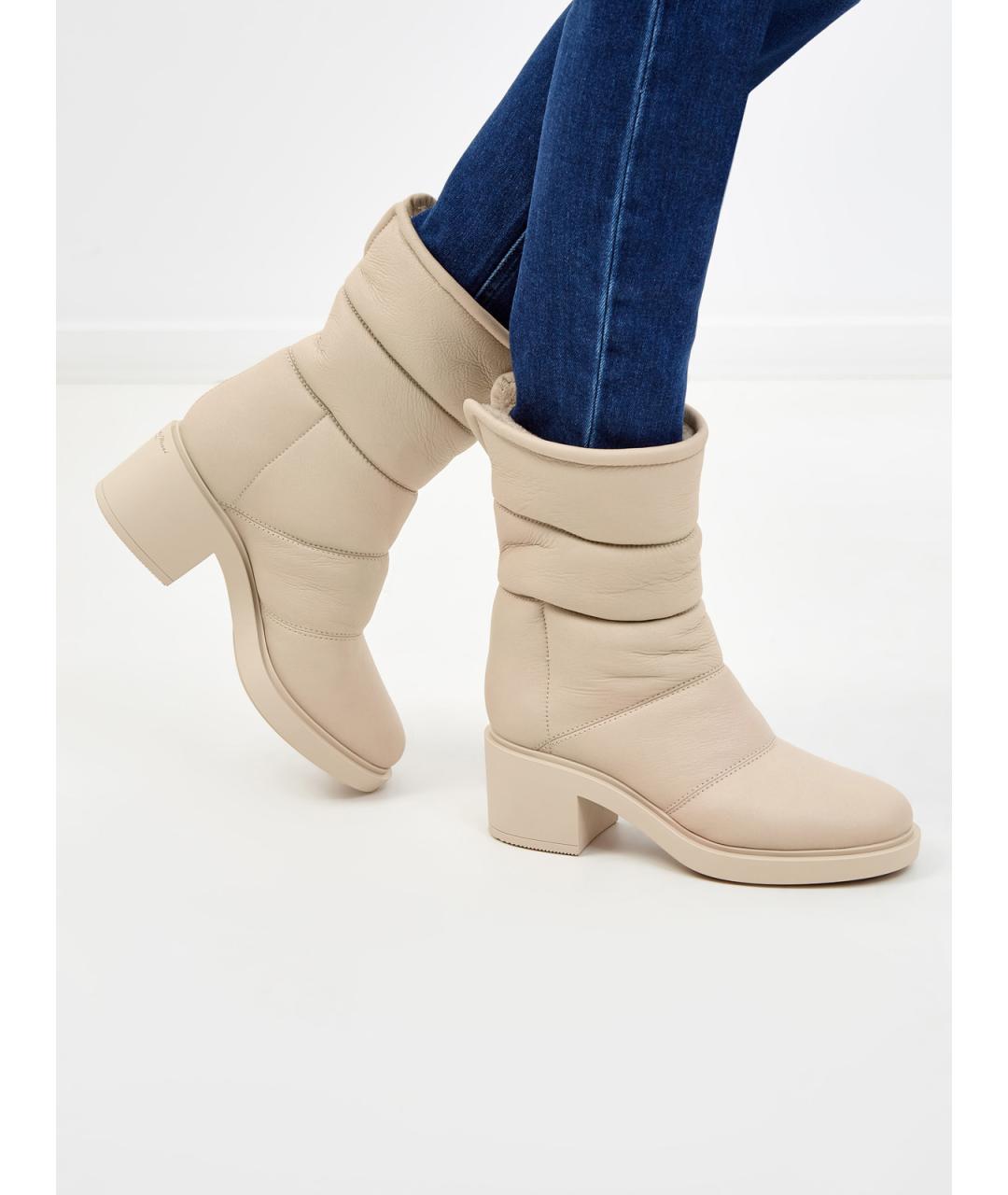 GIANVITO ROSSI Бежевые кожаные сапоги, фото 2