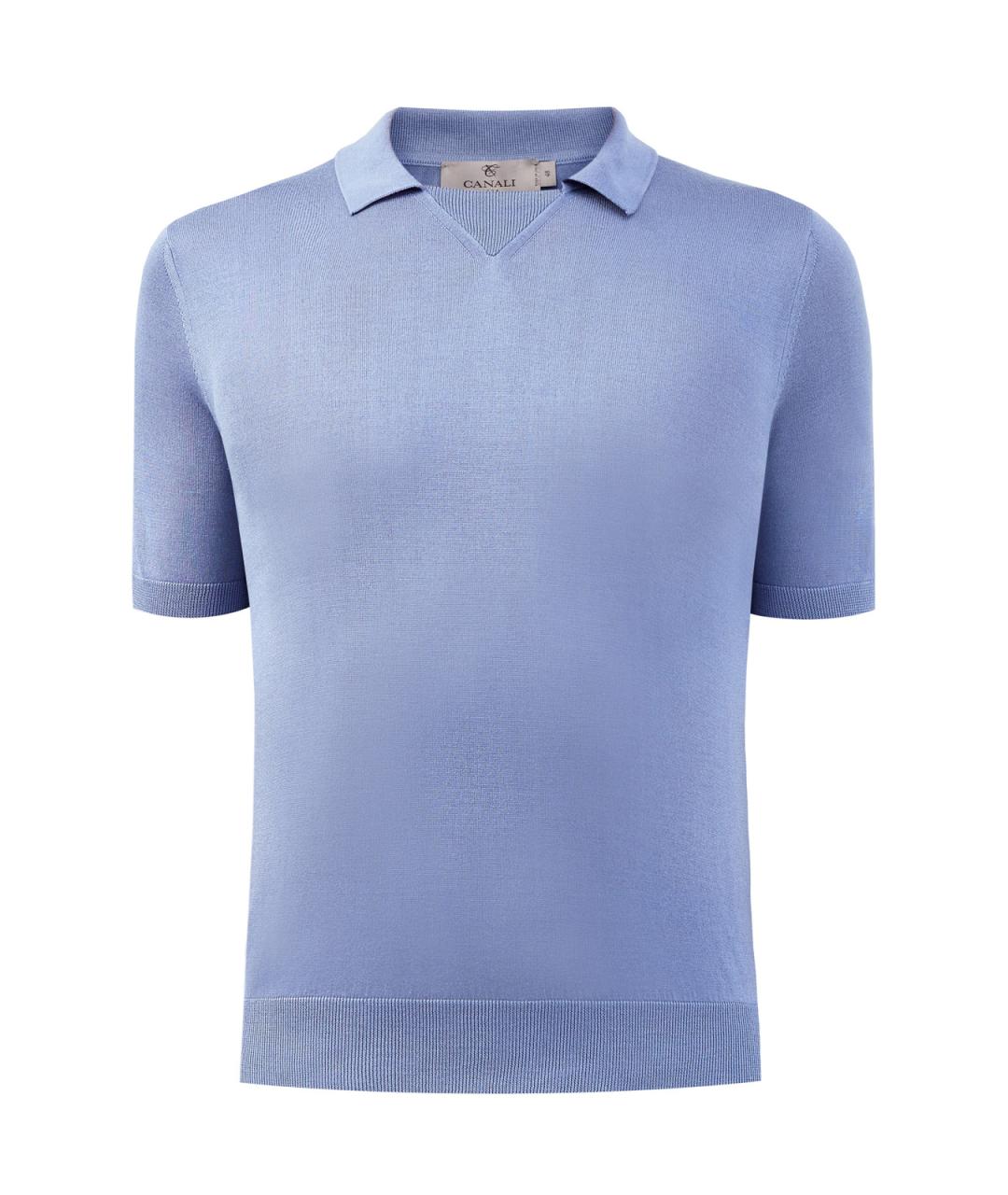 CANALI Голубое поло с коротким рукавом, фото 1