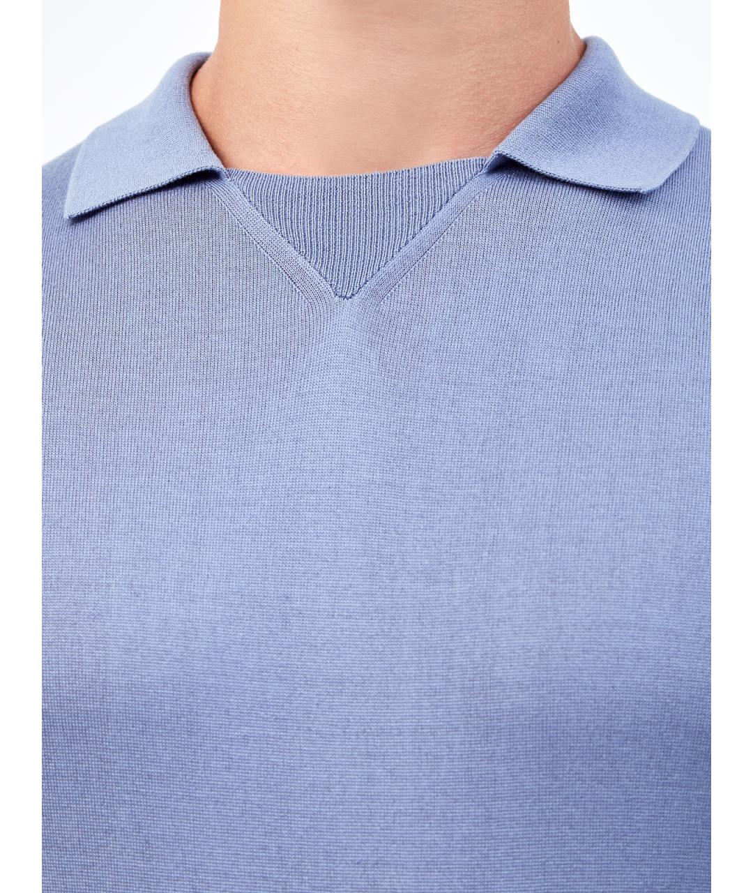 CANALI Голубое поло с коротким рукавом, фото 5