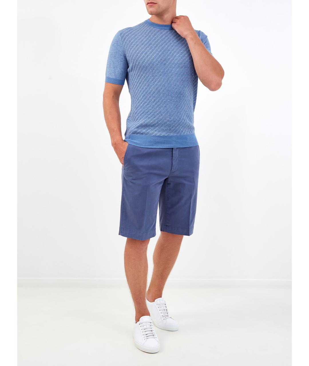 CANALI Голубое поло с коротким рукавом, фото 2