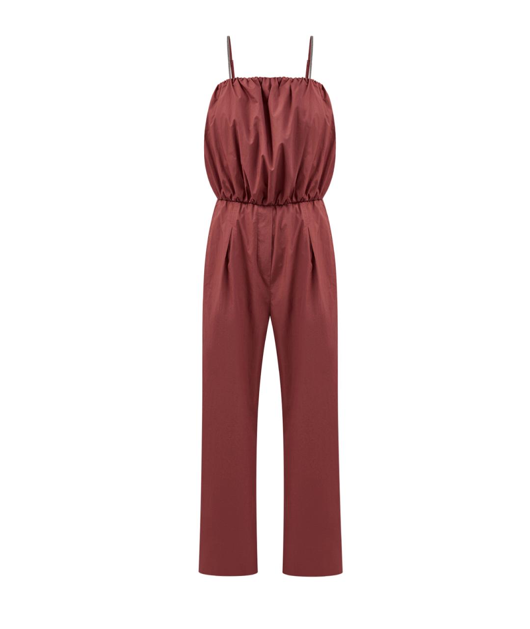 BRUNELLO CUCINELLI Бордовый хлопковый комбинезон, фото 1