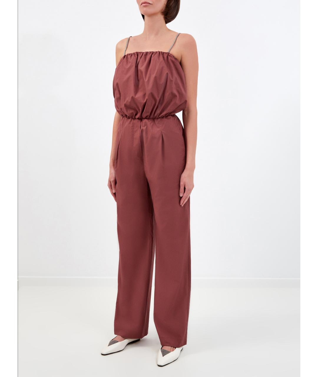 BRUNELLO CUCINELLI Бордовый хлопковый комбинезон, фото 3