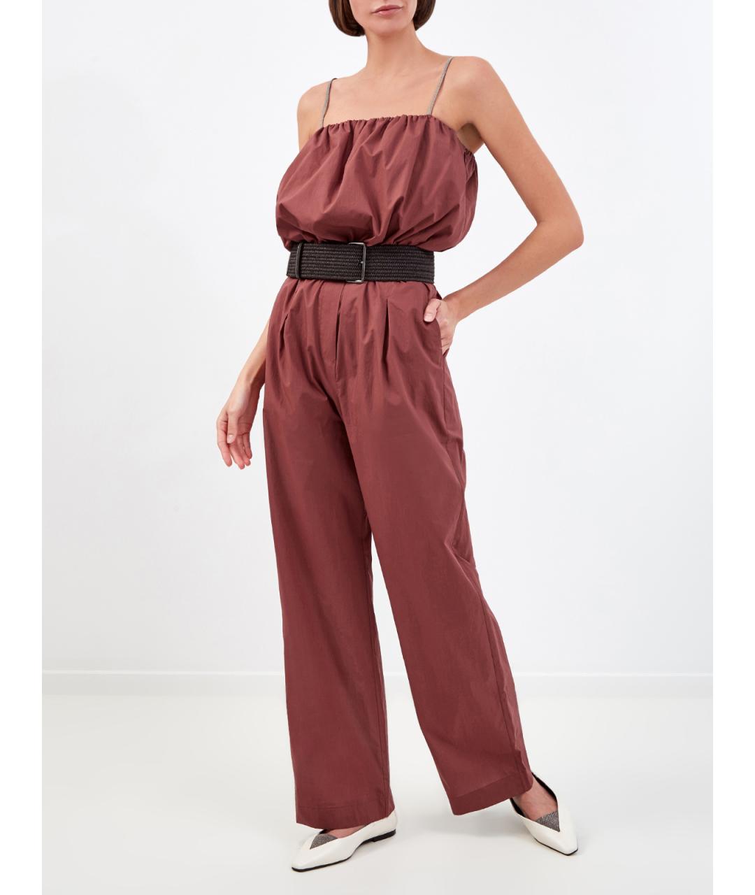 BRUNELLO CUCINELLI Бордовый хлопковый комбинезон, фото 2