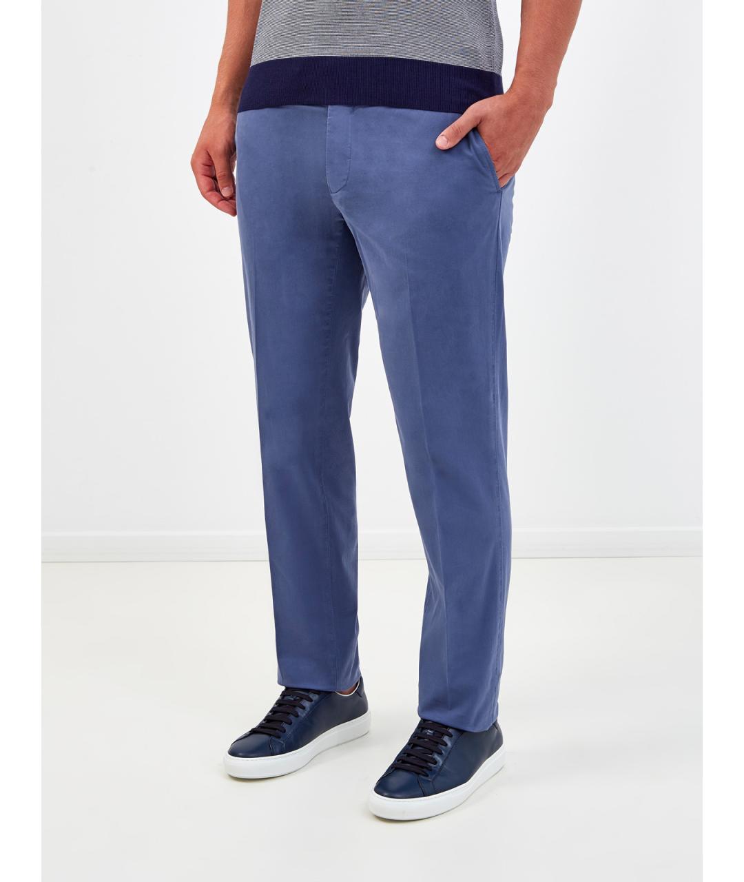 CANALI Синие хлопковые повседневные брюки, фото 3