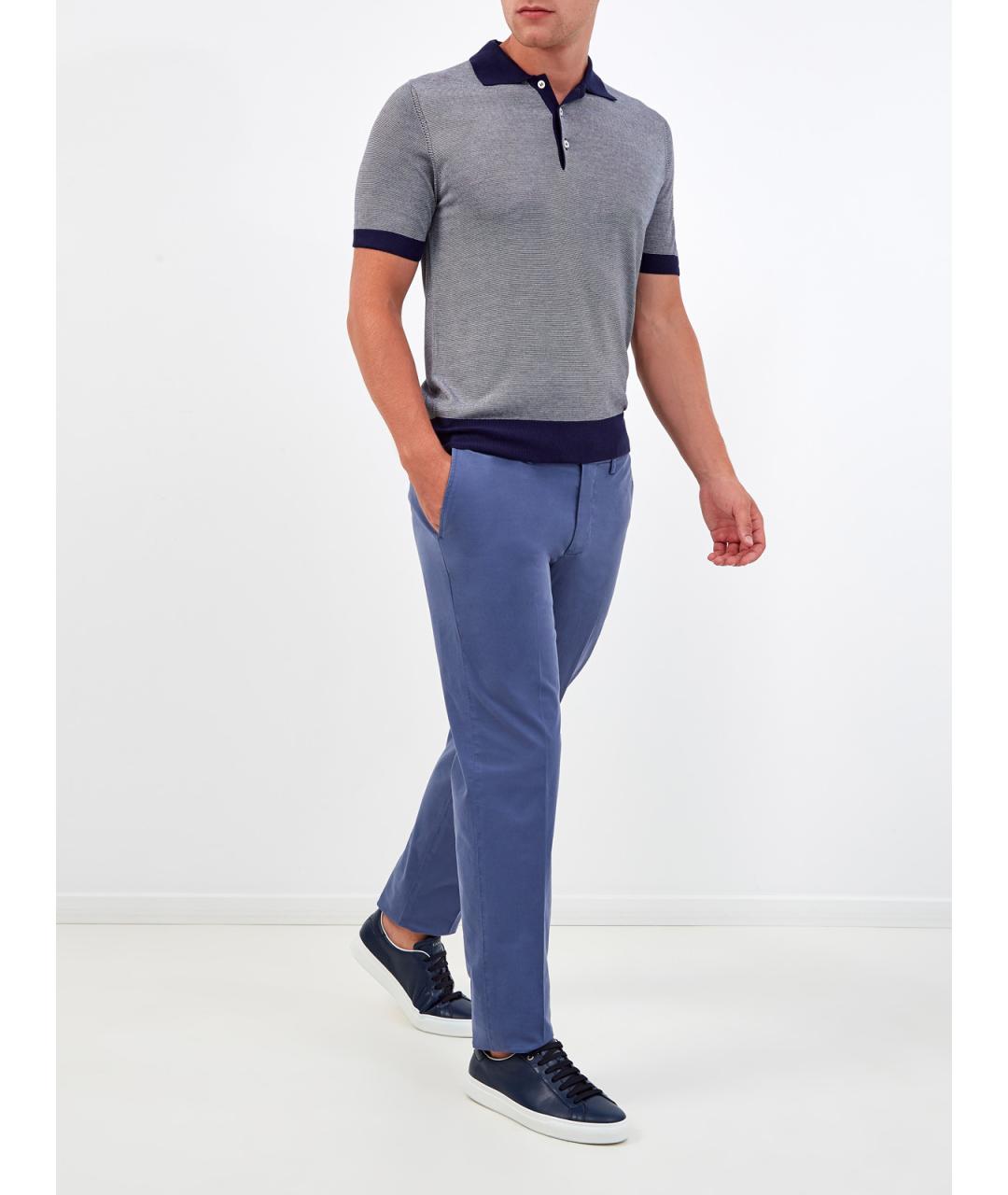 CANALI Синие хлопковые повседневные брюки, фото 2